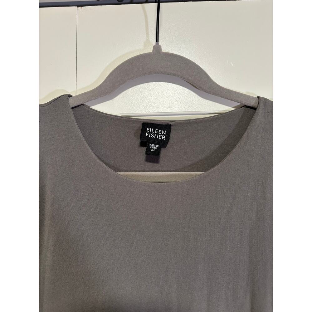 Eileen Fisher Women's Gray 100% Silk Sleeveless Shift Dress Size M - Picture 3 of 9